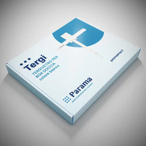 Tergivetro in silicone bianco con anima in acciaio inox e gancio per box doccia | Tergi