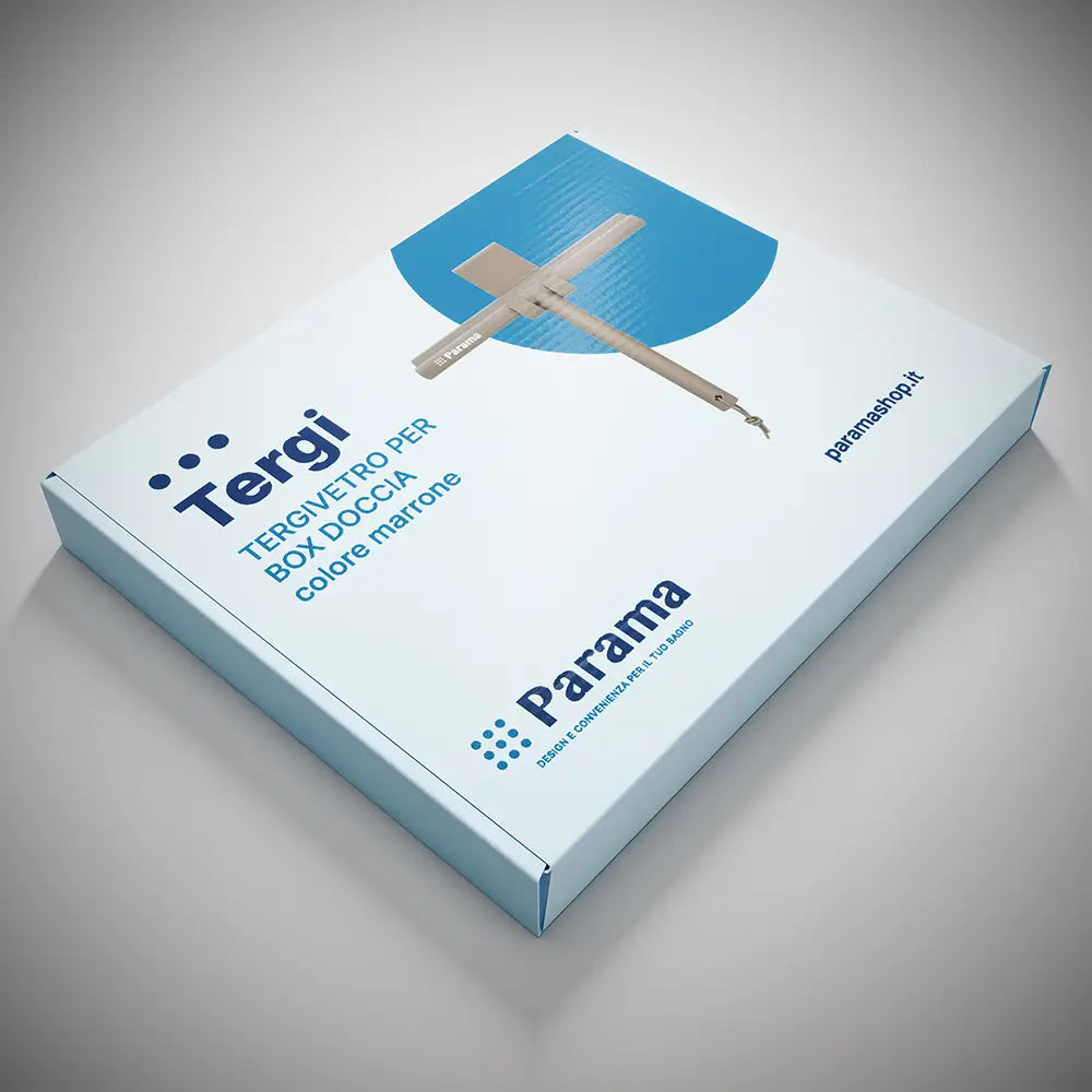 Tergivetro in silicone marrone con anima in acciaio inox e gancio per box doccia | Tergi