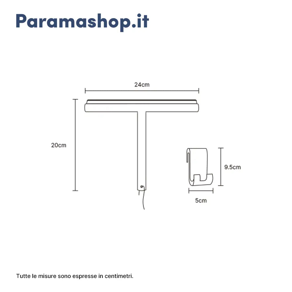 Tergivetro in silicone bianco con anima in acciaio inox e gancio per box doccia | Tergi