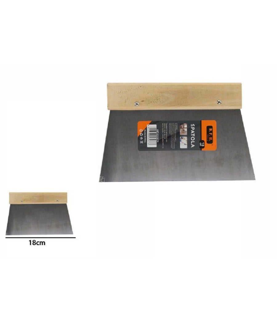 Spatola Trapezoidale Per Stucco In Acciaio Manico In Legno 18cm Pittore 53267a         