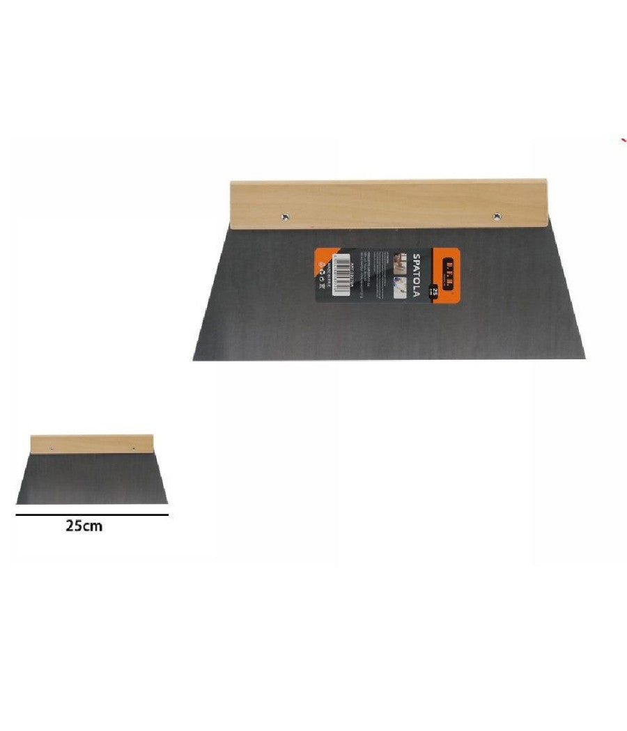 Spatola Trapezoidale Per Stucco In Acciaio Manico In Legno 25 Cm Pittore 53270a         