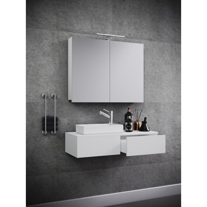Spazio di Ezooza  Mobile Sospeso con lavabo in ceramica di alta qualità ed armadietto a specchio, Bianco ,