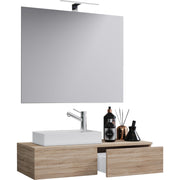 Spazio di Ezooza  Mobile Sospeso con lavabo in ceramica di alta qualità e specchio, Rovere Sonoma ,