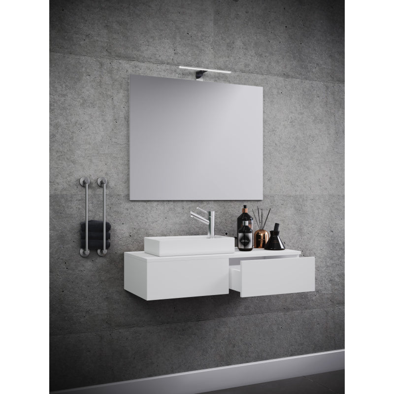Spazio di Ezooza  Mobile Sospeso con lavabo in ceramica di alta qualità e specchio, Bianco ,
