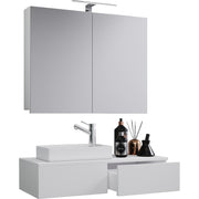 Spazio di Ezooza  Mobile Sospeso con lavabo in ceramica di alta qualità ed armadietto a specchio, Bianco ,