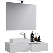 Spazio di Ezooza  Mobile Sospeso con lavabo in ceramica di alta qualità e specchio, Bianco ,