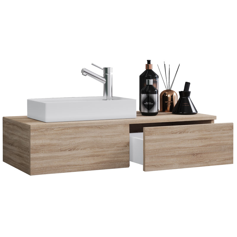 Spazio di Ezooza  Mobile Sospeso con lavabo in ceramica di alta qualità, Rovere Sonoma ,