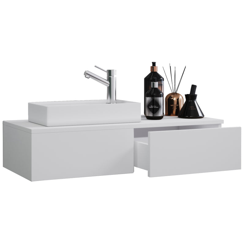 Spazio di Ezooza  Mobile Sospeso con lavabo in ceramica di alta qualità, Bianco ,