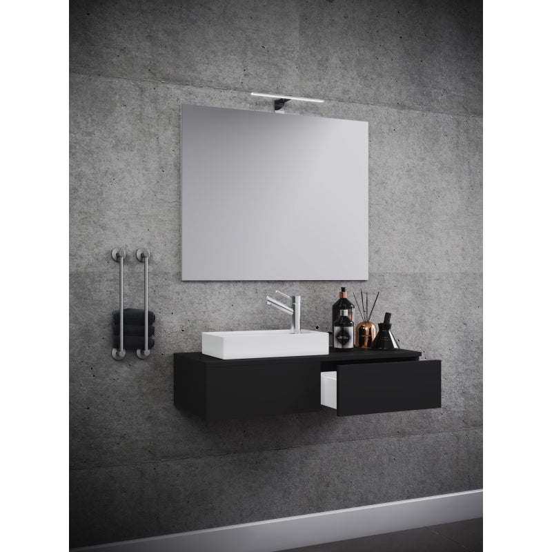 Spazio di Ezooza  Mobile Sospeso con lavabo in ceramica di alta qualità e specchio, Nero ,