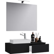 Spazio di Ezooza  Mobile Sospeso con lavabo in ceramica di alta qualità e specchio, Nero ,