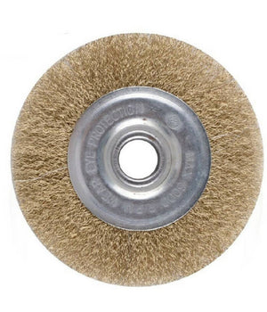Spazzola A Disco Filo In Ferro Ondulati Ottonati Con Gambo 125 Mm Per Trapano         