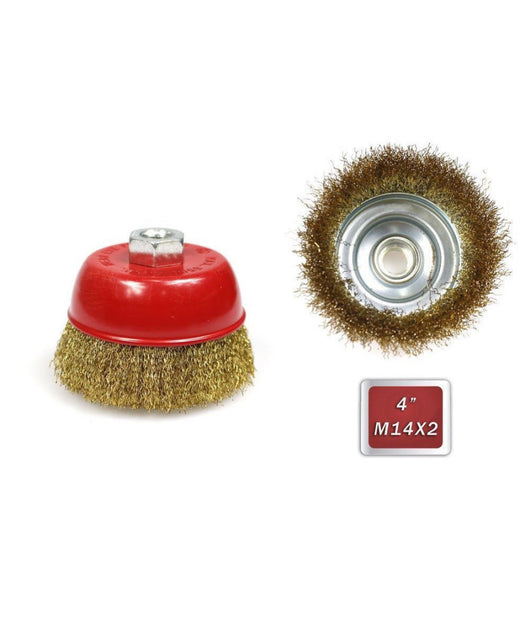 Spazzola A Tazza 100 Mm Per Smerigliatrice Flex Con Fili Ferro Ondulati Ottonati         