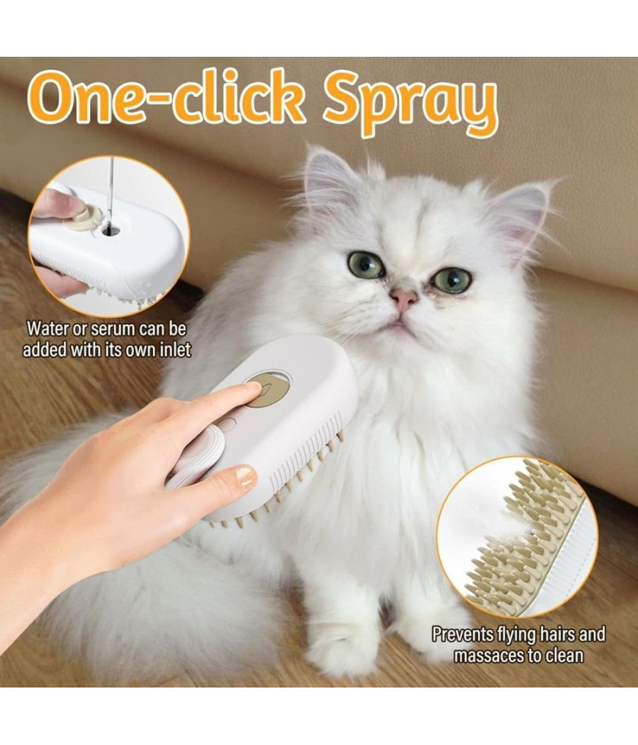 Spazzola A Vapore Per Gatti Cani Elimina Pelo Morto Sottopelo Cavo Usb         