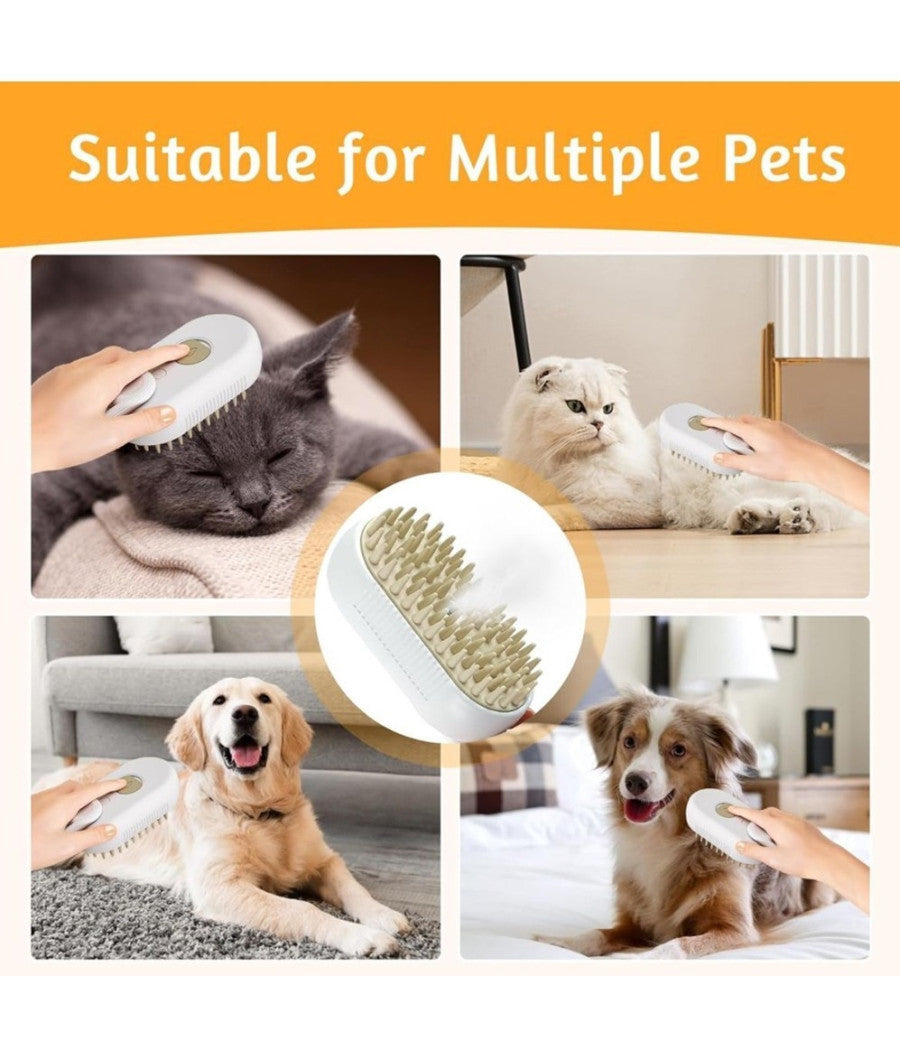 Spazzola A Vapore Per Gatti Cani Elimina Pelo Morto Sottopelo Cavo Usb         