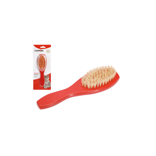 Spazzola Camon per gatti in legno – Impugnatura ergonomica, setole delicate, ideale per toelettatura quotidiana