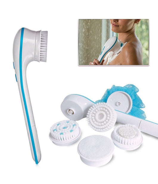 Spazzola Corpo Elettrica Spin Spa Doccia 5 In 1 Massaggio Schiena Pomice Spugna         