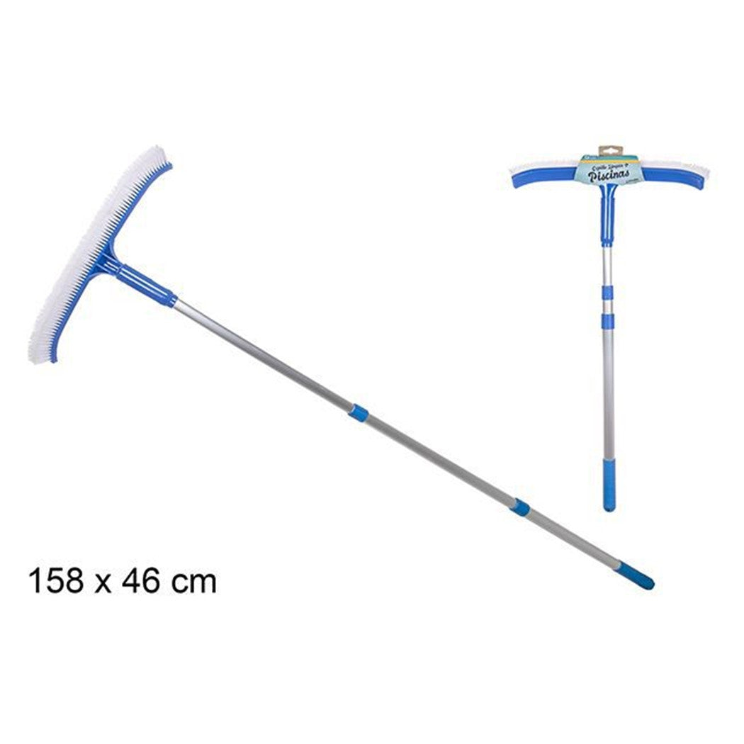 Trade Shop - Spazzola Curva Per Pulizia Fondo Parete Piscina Con Asta Regolabile 158x46cm 020059 -