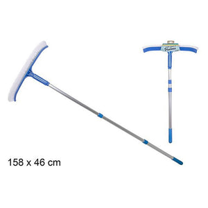 Trade Shop - Spazzola Curva Per Pulizia Fondo Parete Piscina Con Asta Regolabile 158x46cm 020059 -