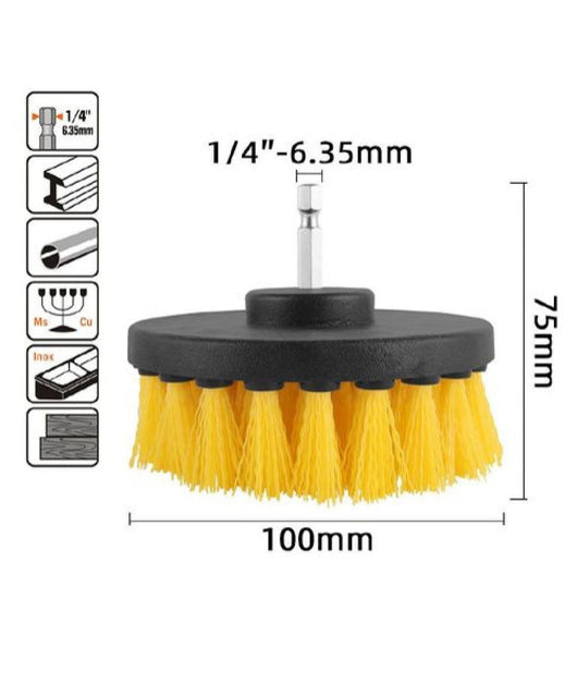 Spazzola In Nylon 100mm Attacco 1/4" Rotante Trapano Elettrico Per Pulizia 57239         