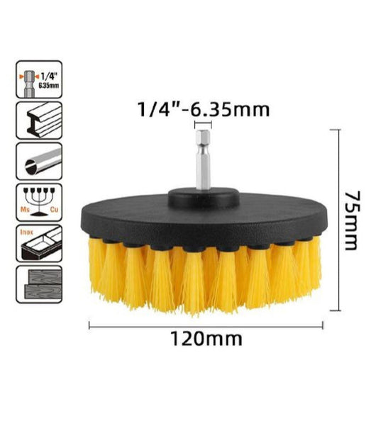 Spazzola In Nylon 120mm Attacco 1/4" Rotante Trapano Elettrico Per Pulizia 57240         