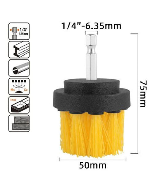 Spazzola In Nylon 50 Mm Attacco 1/4" Rotante Trapano Elettrico Per Pulizia 57237         