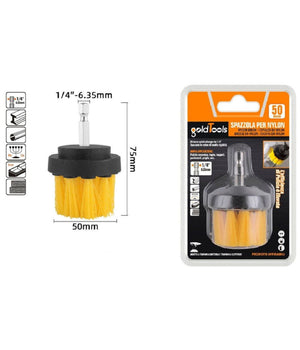 Spazzola In Nylon 50 Mm Attacco 1/4" Rotante Trapano Elettrico Per Pulizia 57237         