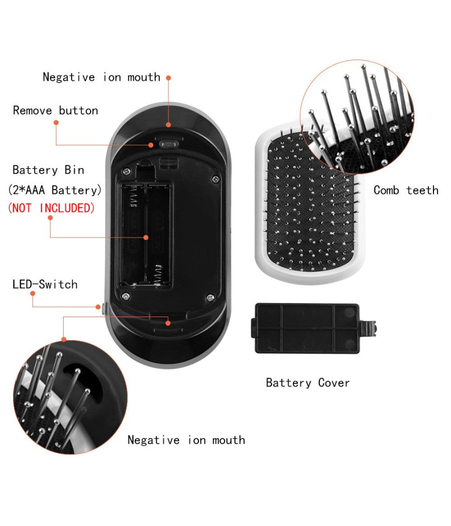 Spazzola Ionica Elettrica Districante Scioglie Nodi Ioni Antistatica Vibrante         