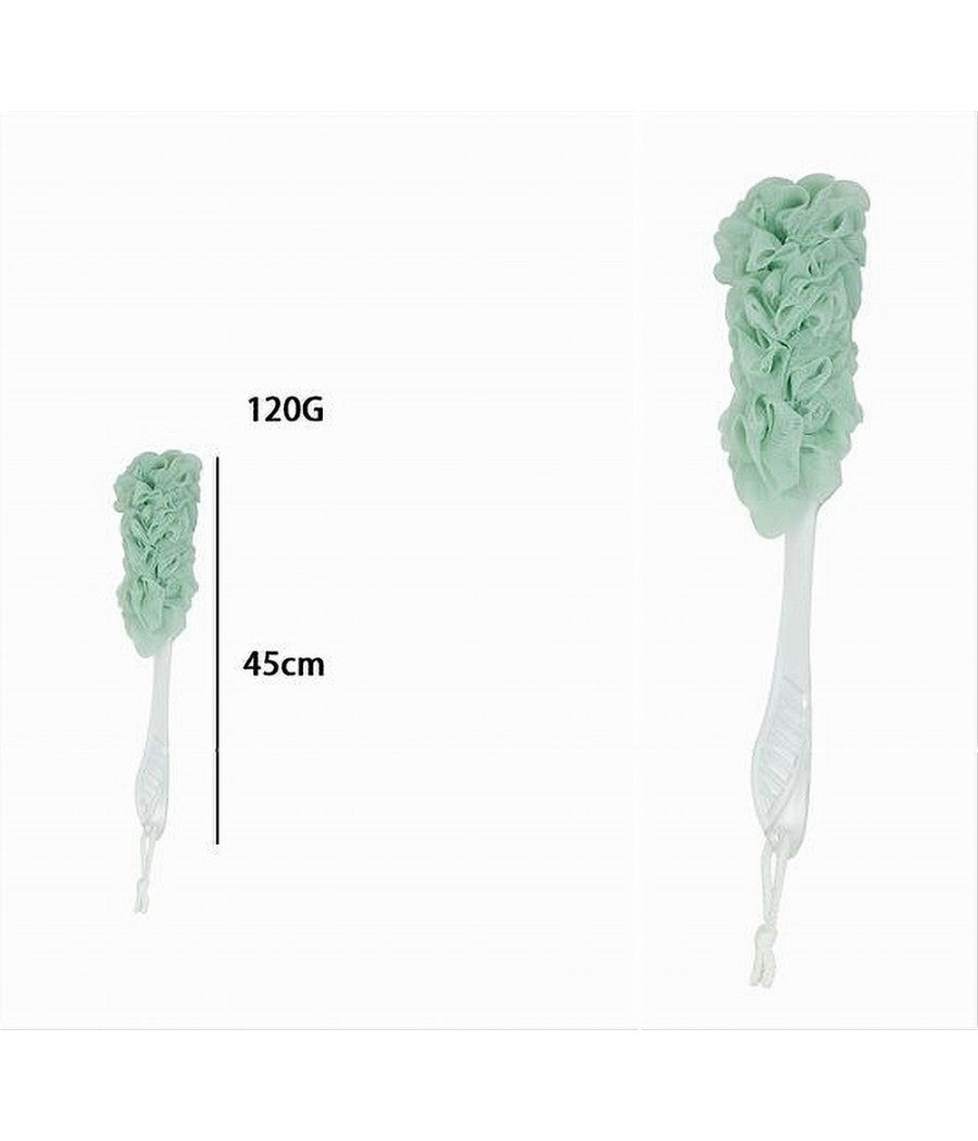 Spazzola Lavaschiena Esfoliante Bagno Doccia Spugna Verde Manico Scrubber 79602         