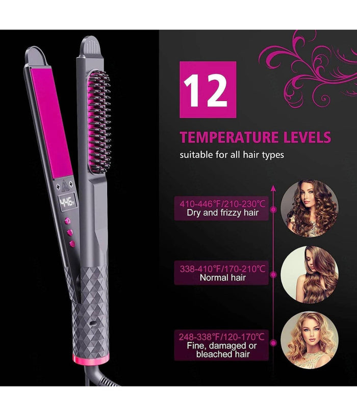 Spazzola Lisciante 3 In 1 Per Fare Capelli Lisci E Mossi Piastra In Ceramica Ptc         