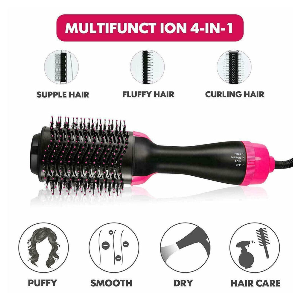 Trade Shop - Spazzola One Step Lisciante Ionica Asciugacapelli In Ceramica Phon 4 In 1 1000 W         