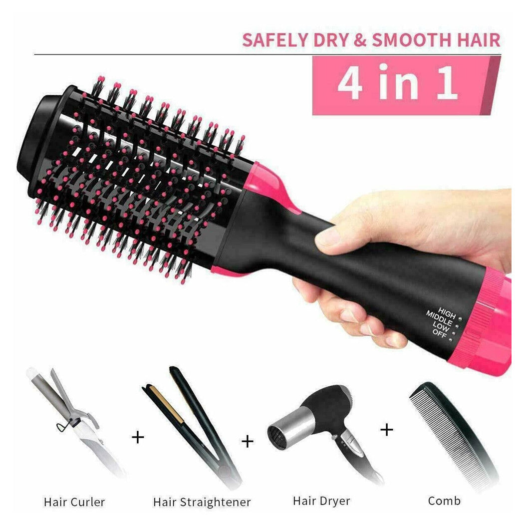 Trade Shop - Spazzola One Step Lisciante Ionica Asciugacapelli In Ceramica Phon 4 In 1 1000 W         