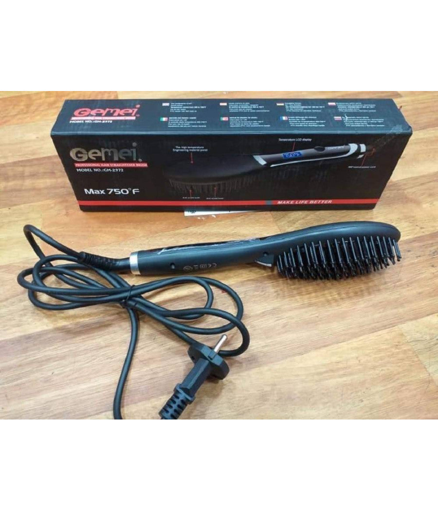Spazzola Per Capelli Professionale Elettrica Pettine Display Lcd Lisci Gm-2972         