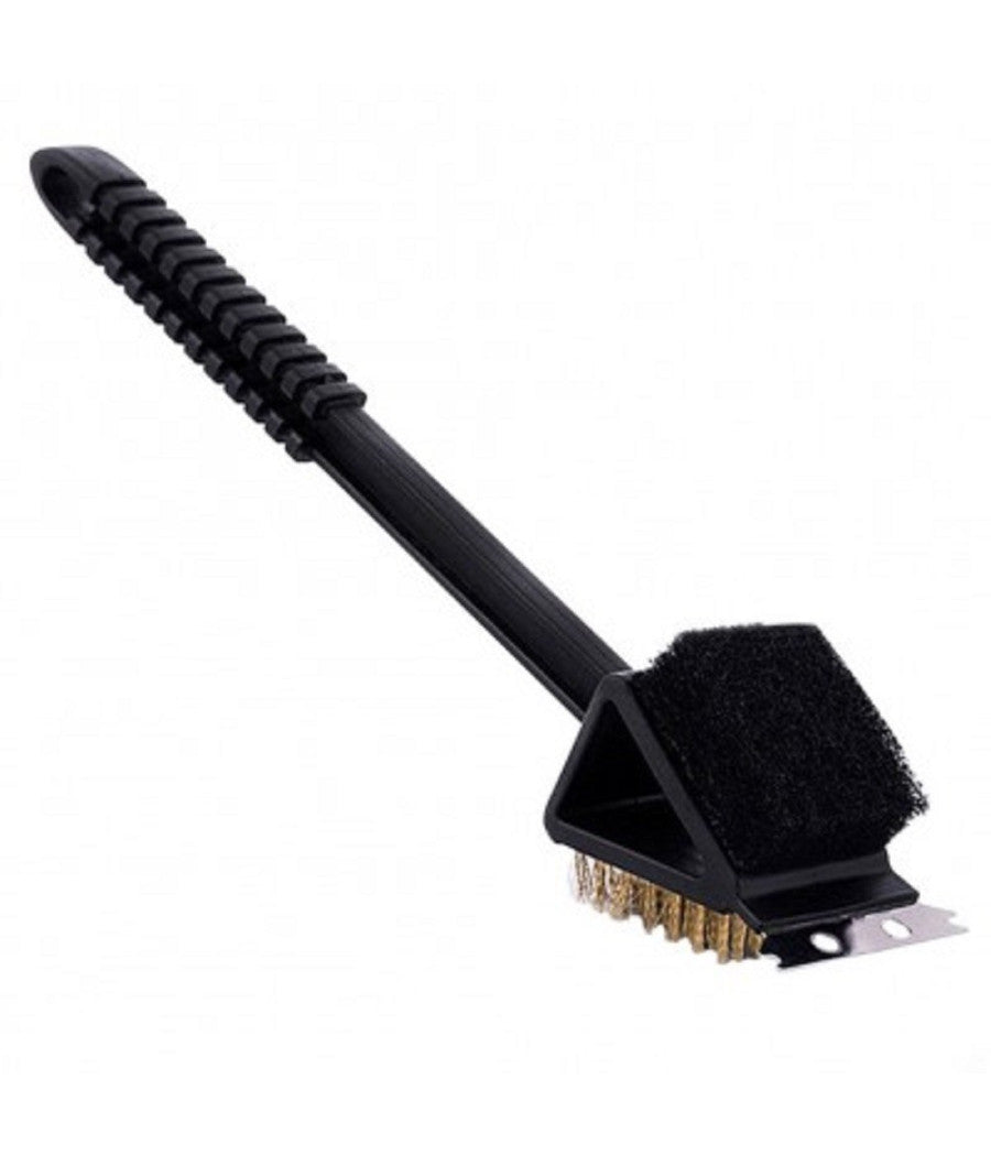 Spazzola Per Pulizia Griglia Grill Barbecue Bbq 3 In 1 Manico In Plastica 37 Cm         