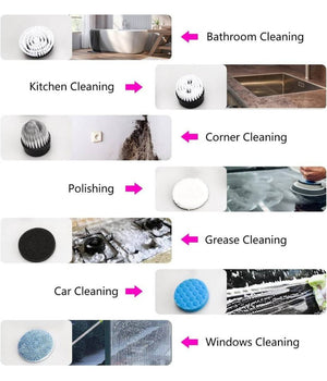 Spazzola Rotante Pulizia Elettrica A Batteria 7 Teste Per Bagno Cucina Piastrelle         