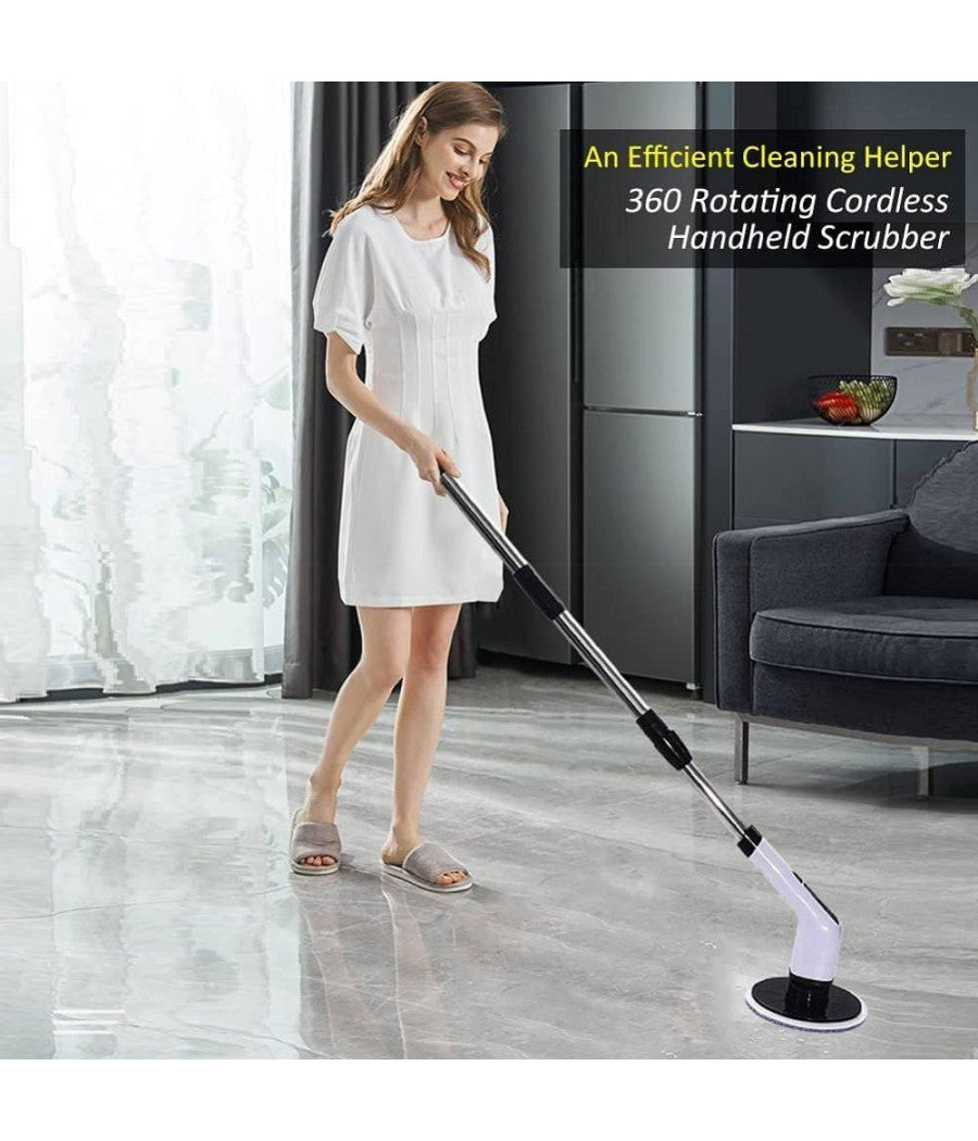 Spazzola Rotante Pulizia Elettrica A Batteria 7 Teste Per Bagno Cucina Piastrelle         