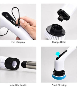 Spazzola Rotante Pulizia Elettrica A Batteria 7 Teste Per Bagno Cucina Piastrelle         