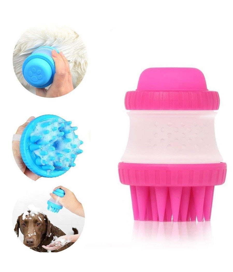 Spazzola Silicone Con Serbatoio Shampoo Pettine Peli Corti Lunghi Massaggiante Cane         