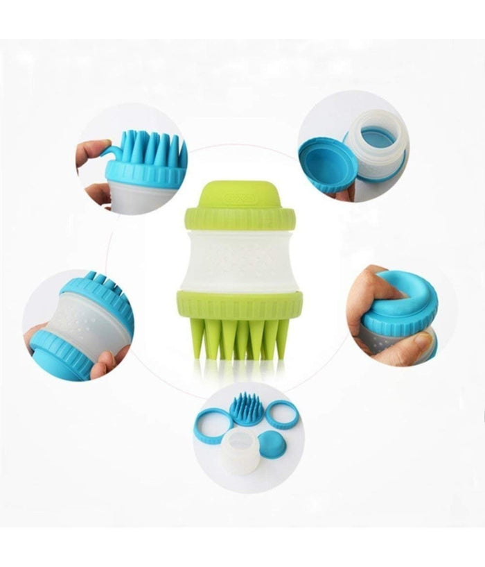 Spazzola Silicone Con Serbatoio Shampoo Pettine Peli Corti Lunghi Massaggiante Cane         