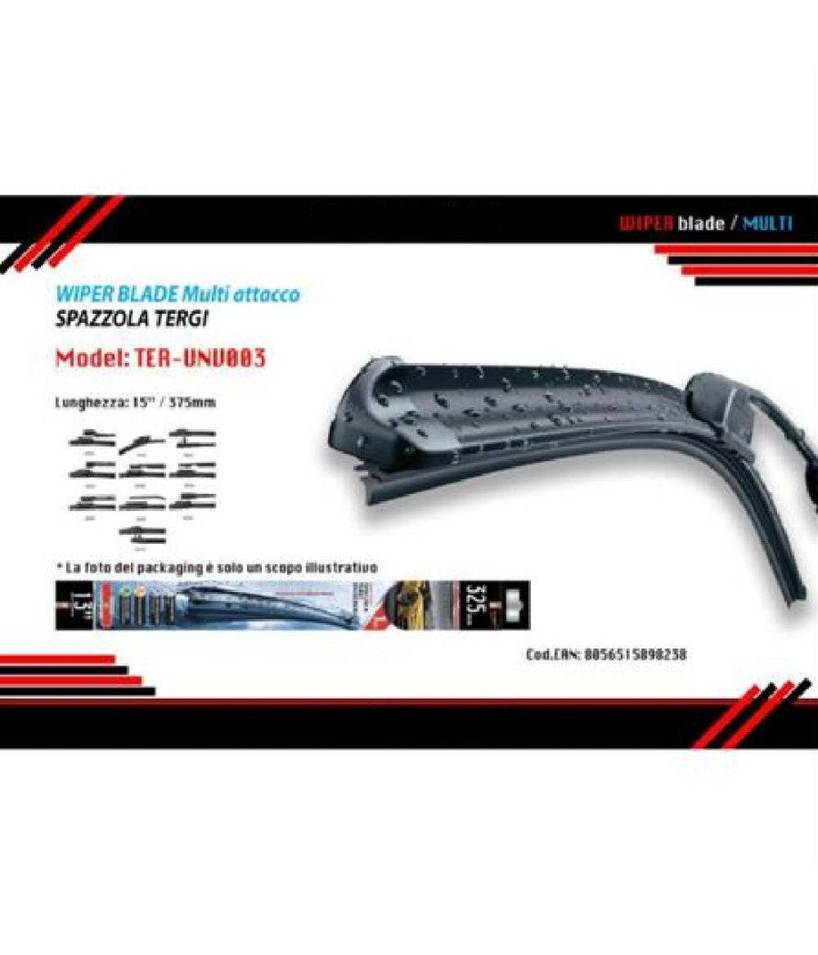 Spazzola Tergicristallo Multiattacco Universale Auto 15"/375mm Ter-unv003 Maxtech         