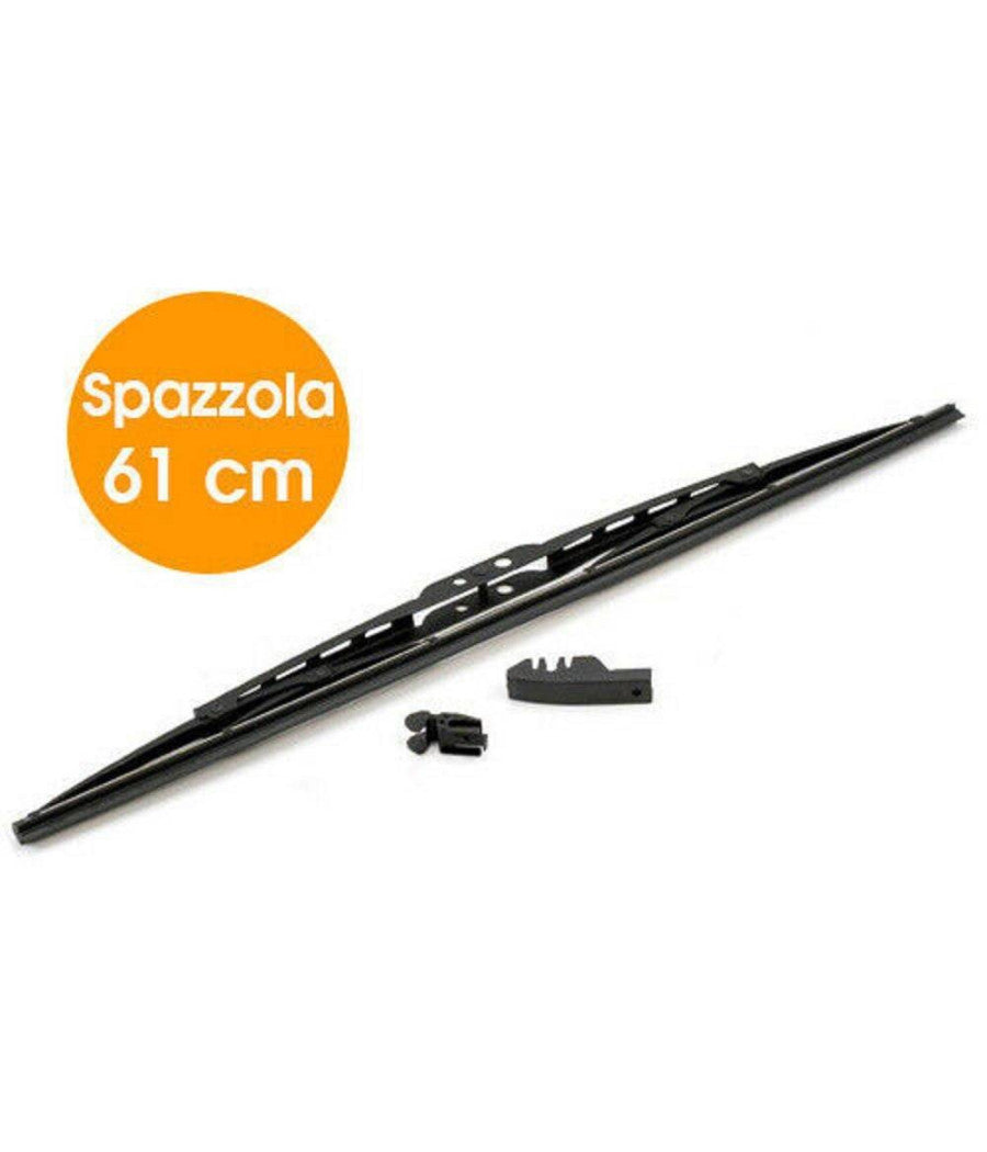 Spazzola Tergicristallo Standard Singola Per Auto In Metallo E Gomma 61 Cm         