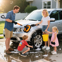 Kit per lavaggio auto senza graffi con impugnatura a D per pneumatici-Spazzola per lavaggio auto con manico estensibile Arancione