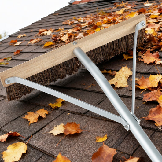 Spazzola tetto foglie rastrello regolabile 165-626 cm 5 aste, Spazzola tetto strumento pulizia tetto rimuovere foglie Argento-Utensili professionali