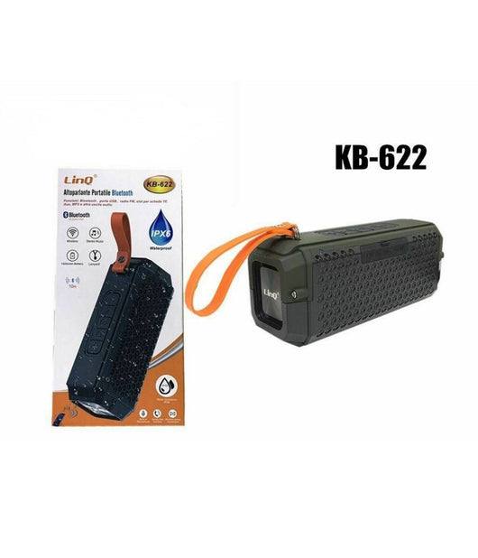 Speaker Cassa Bluetooth Portatile Impermeabile Usb Radio Fm Tf Linq Kb-622         