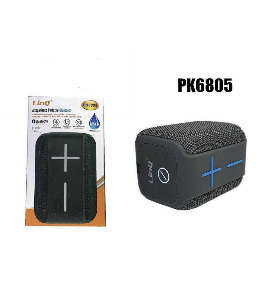 Speaker Cassa Bluetooth Portatile Impermeabile Usb Radio Fm Tf Linq Pk6805         