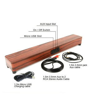 Speaker Cassa Soundbar Legno Aux Bluetooth 4.2 Wireless Smartphone Tv Tablet Pc         