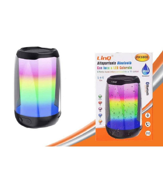 Speaker Portatile Cassa Bluetooth Con Luce Colorate Led Usb Tf Vivavoce Pk6806         