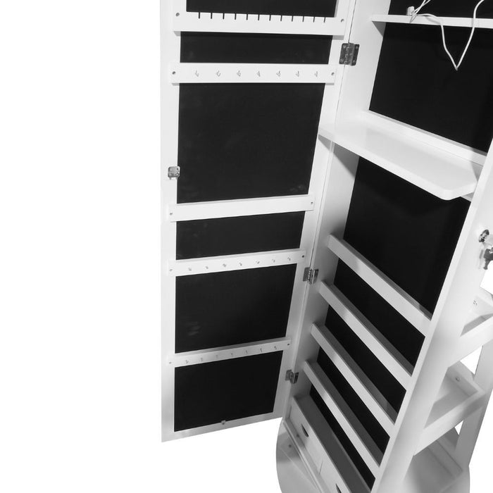 Specchiera Gulli portagioie bianca con base girevole e luce LED 55x55x155H