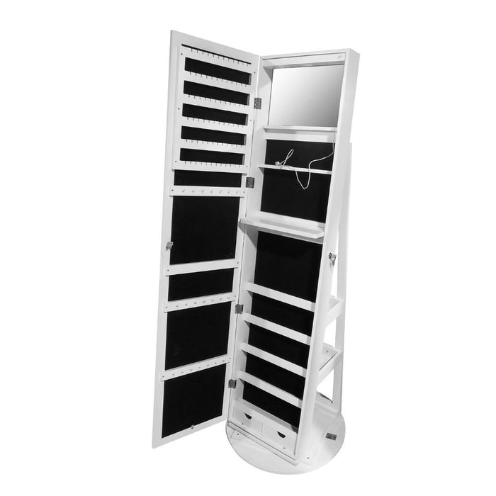 Specchiera Gulli portagioie bianca con base girevole e luce LED 55x55x155H