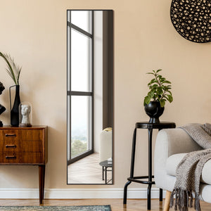 Specchiera rettangolare con vetro antisfondamento cornice in lega di alluminio, Specchio da terra o parete Nero-Specchi da terra