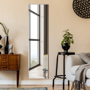 Specchiera rettangolare con vetro antisfondamento cornice in lega di alluminio, Specchio da terra parete Argento-Specchi da terra